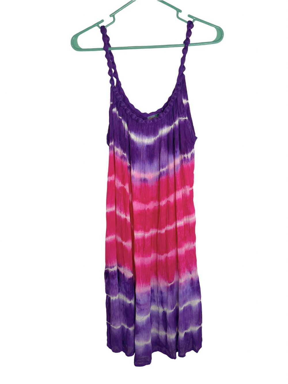 3/$20 Island Expressions Tie-Dye About Knee Length Dress in Purple and Pink